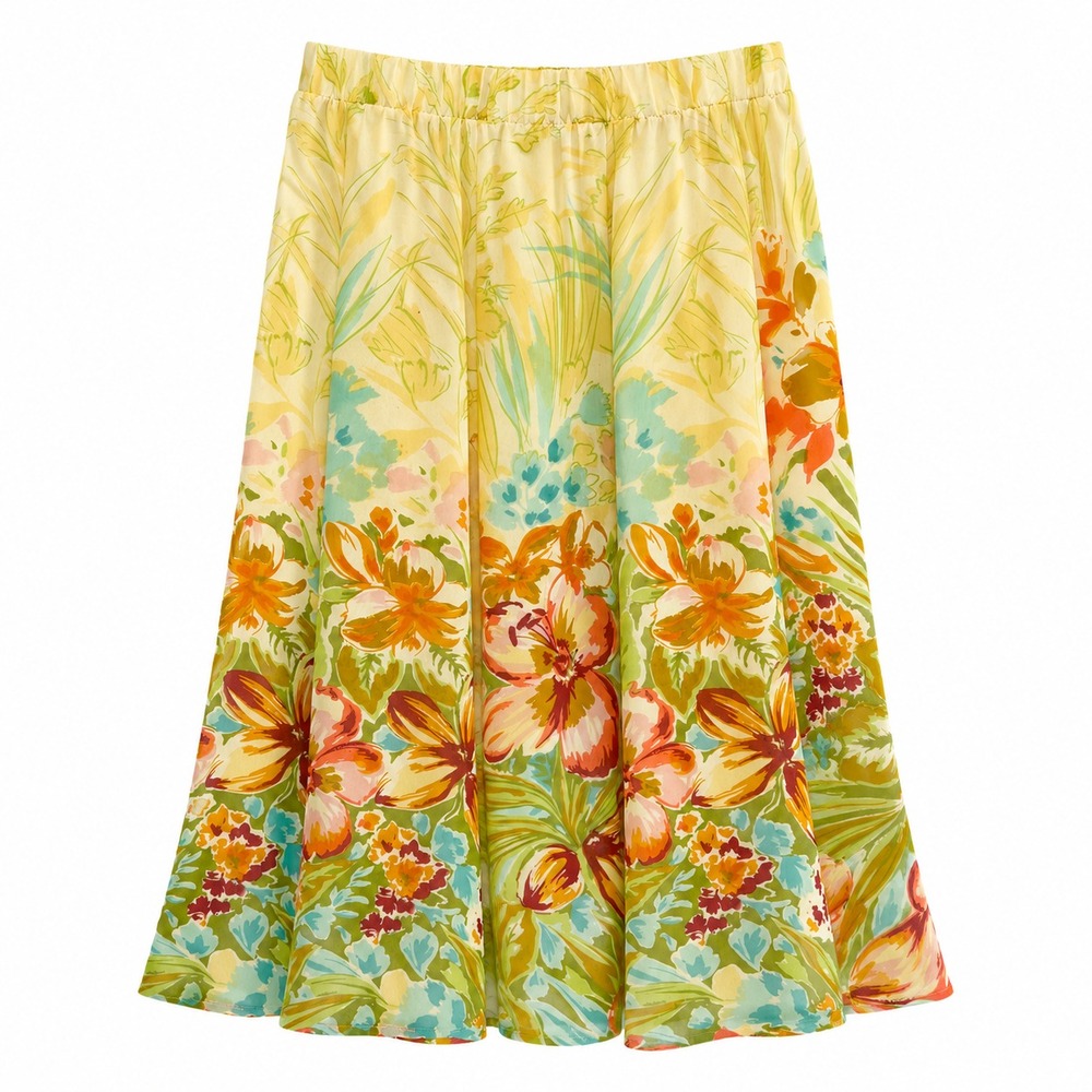 Coldwater Creek Floral Midi Skirt Womens PM Cottagecore‎ Garden Party Springcore